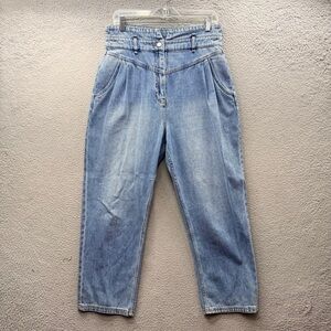 & Other Stories Vg Yoke Waist Medium Blue Jeans High Waist Tapered Pleated US 10